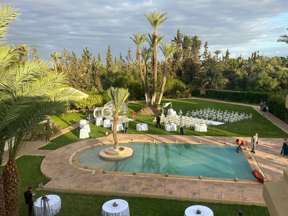 The palace gardens set for a wedding